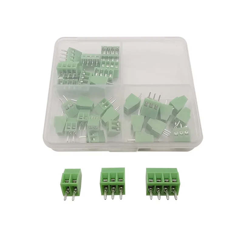 30Pcs/Box Pitch 2.54mm PCB Screw Terminal Blocks Connector Straight 2P 3P 4 Pin Mini PCB Terminal Block Connectors Kit