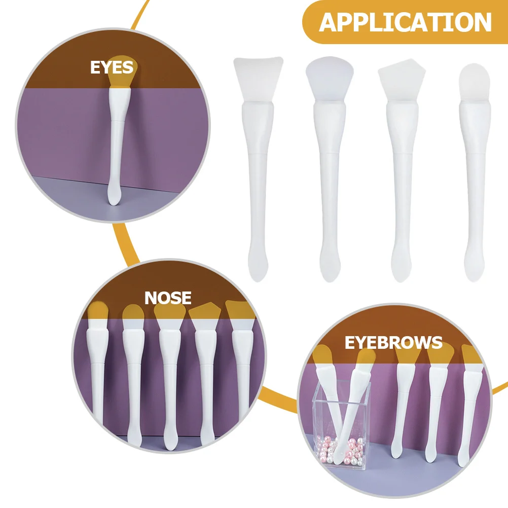 4개 실리콘 페이셜 마스크 어플리케이터 눈 코 부위 피부 관리 도구 뷰티 메이크업 브러시 세트 머드 마스크