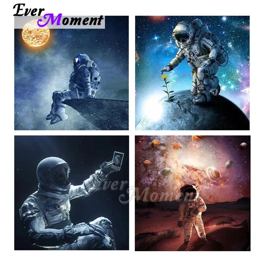 

Ever Moment Round Square Diamond Painting Astronaut Art Collections Gift Sky Dream Moon Earth Fantasy Space Star Mars ASF2327