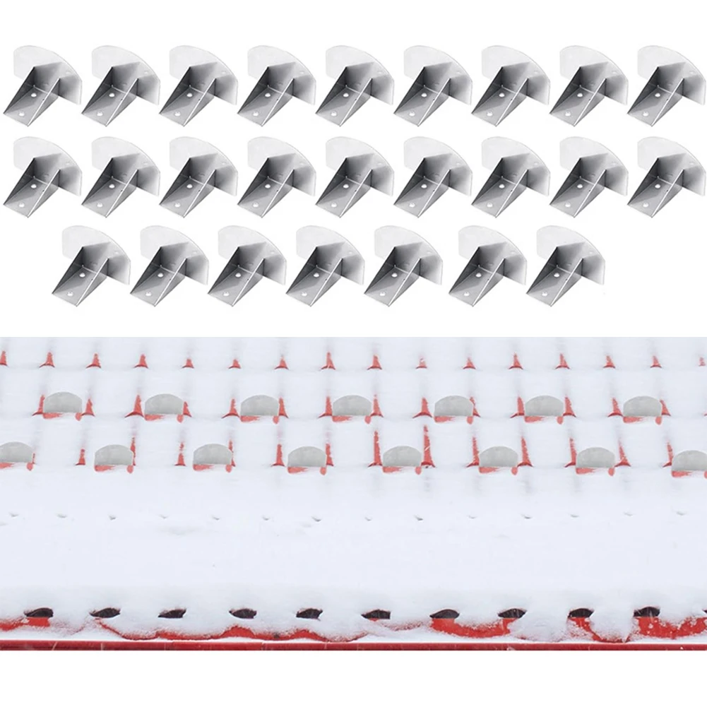 Juego de protección contra la nieve para techo de acero inoxidable, 25 protectores contra la nieve para techo metálico con juntas de espuma y tornillos para detener el deslizamiento del hielo