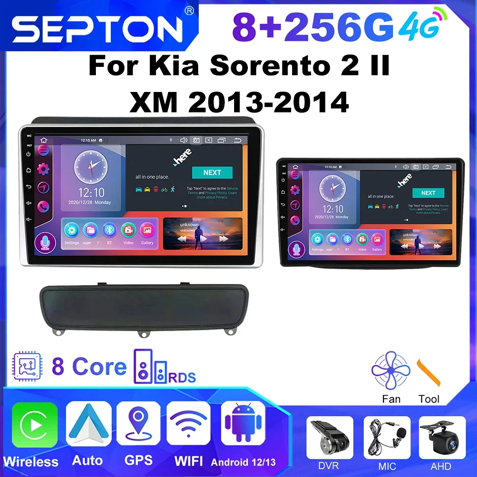 

SEPTON Android Car Radio Audio Player for Kia Sorento 2 II XM 2013-2014 Carplay 8core 8+256G WIFI DSP Navi GPS Multimedia Player