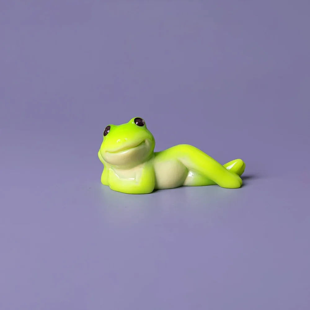 6pcs Miniature Size Cartoon Frog Figurine Desktop Sized Fish Tank Safe Funny Frog Decoration Micro Landscape Compatible
