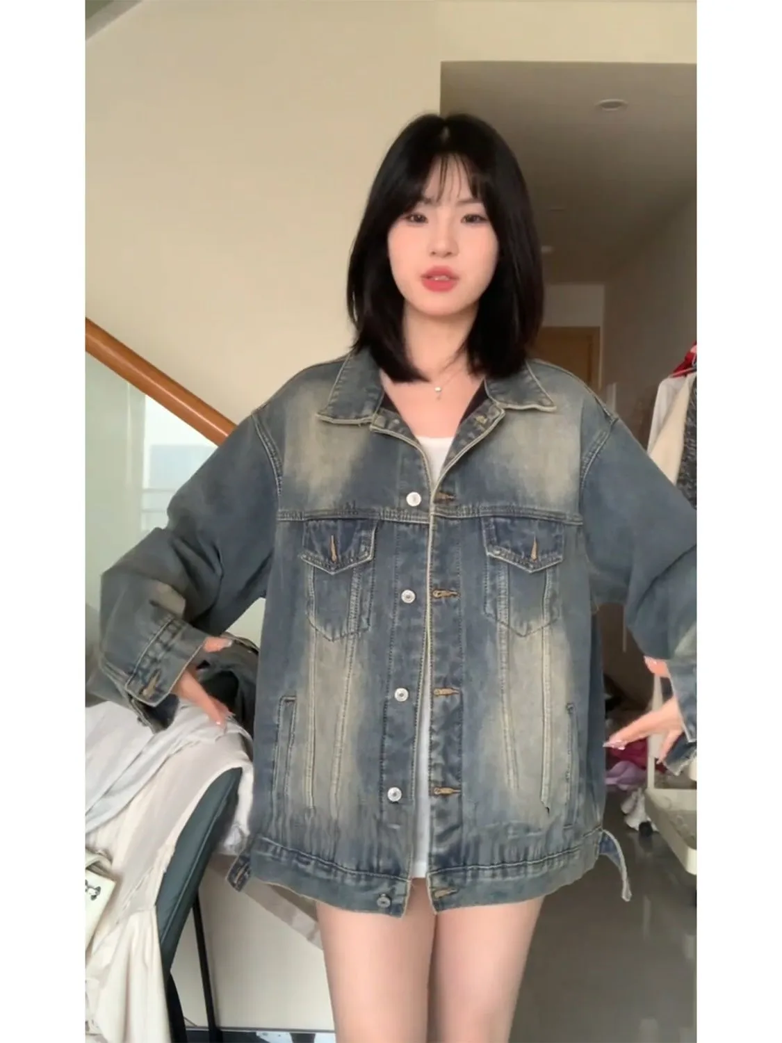 Cappotto di jeans Butzioni Pelliccia Peluche Donna Inverno Softshell Vestibilità regolare Sottoculturini eleganti Per il tempo libero Festa con bottoni Colletto con patta OL