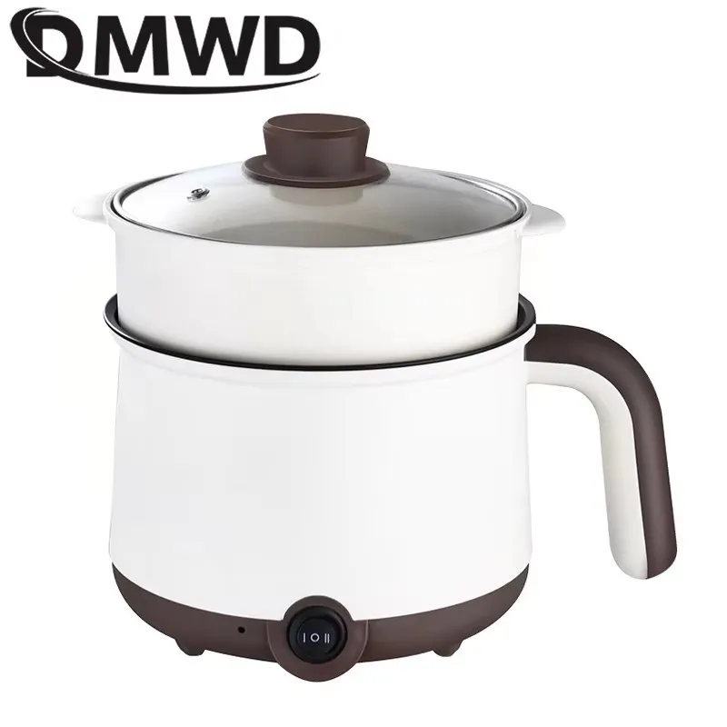 DMWD Multifunktionaler Elektroherd Hot Pot Mini Antihaft-Lebensmittel Nudel Kochen Pfanne Eierdampfer Suppenheizung Topf Braten 220V