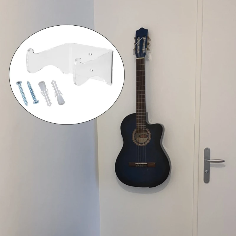 Acrylic Guitar Hanger Hook Wall Mount Non-slip Holder Stand for Guitar Ukulele Violin Bass Guitar Instrument Accessories