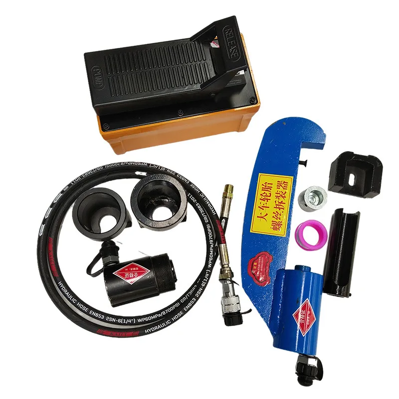 Cart wheel hub screw disassembler with ball head tooling, pneumatic hydraulic wheel hub screw disassembler