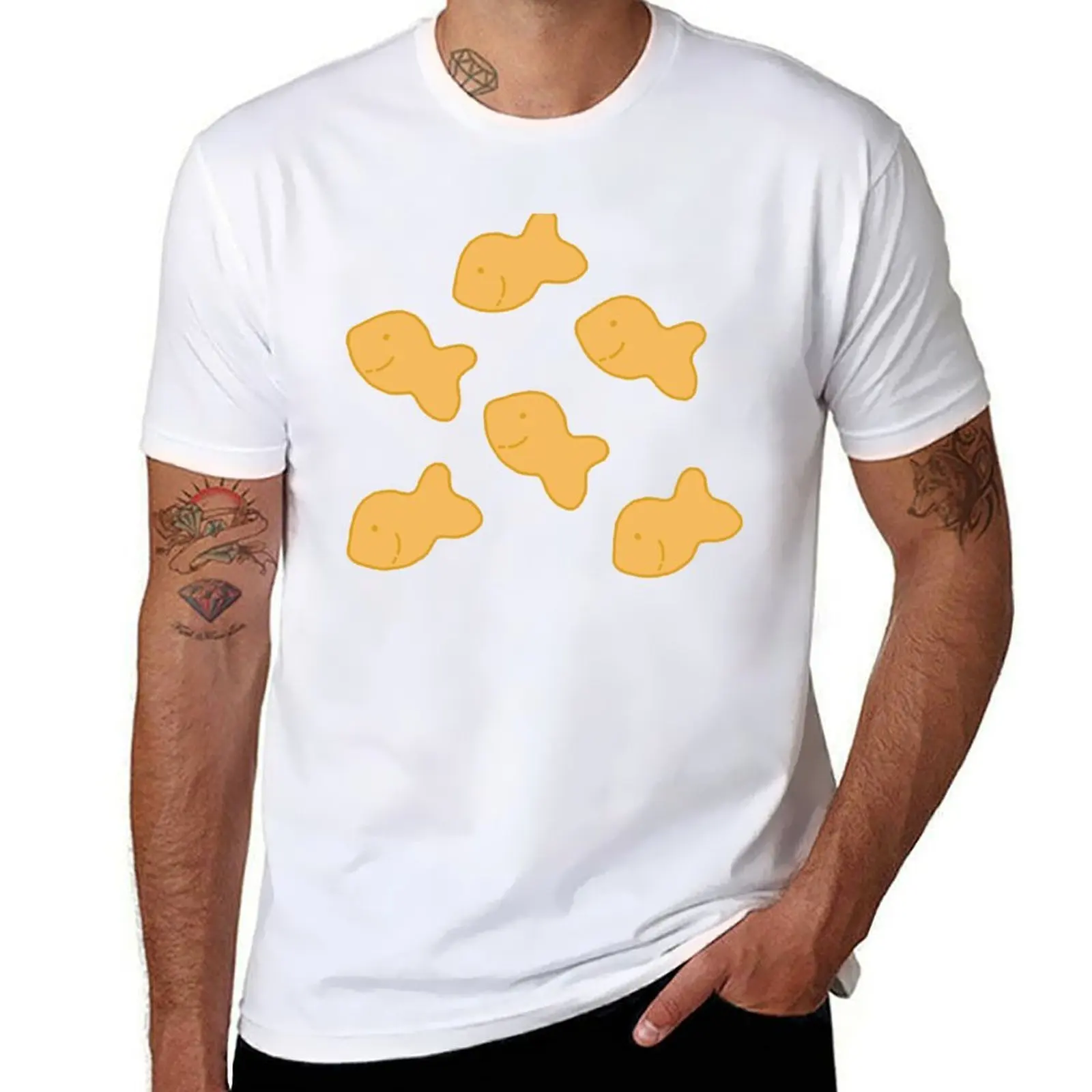 Camiseta con galletas de pez dorado, camiseta lisa para hombre, Camiseta de algodón para hombre