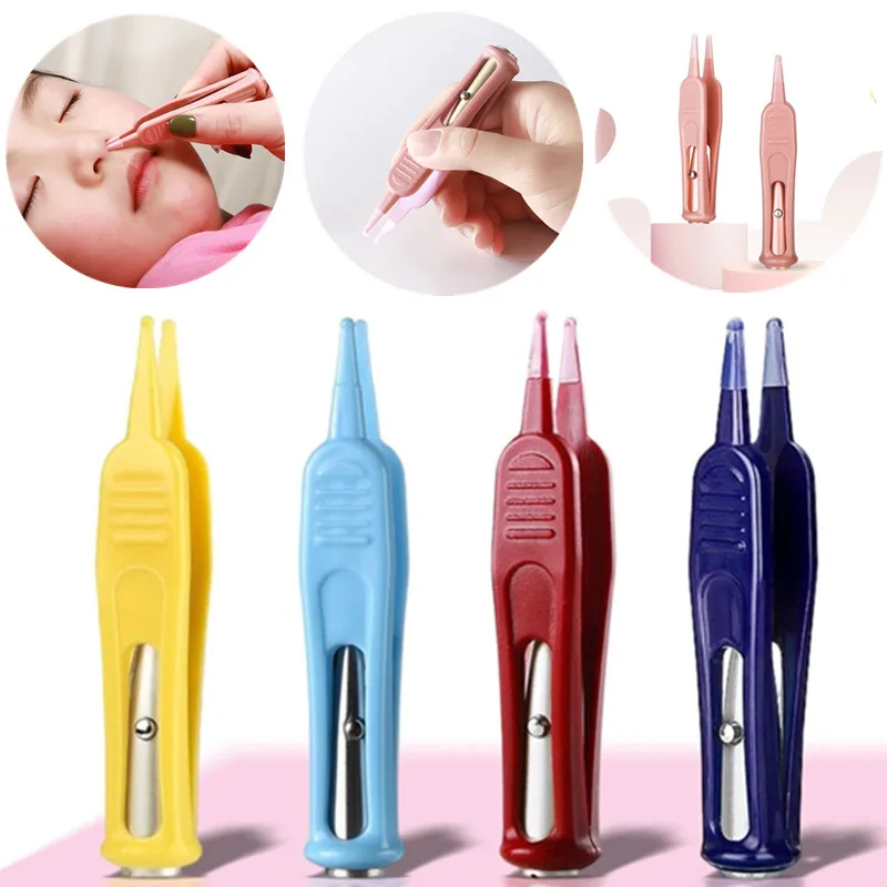 Baby Flashlight Dig Booger Clip Tweezer Baby Nasal Cleaning Tool Infants Clean Ear Nose Navel Visible Safety Tweezers