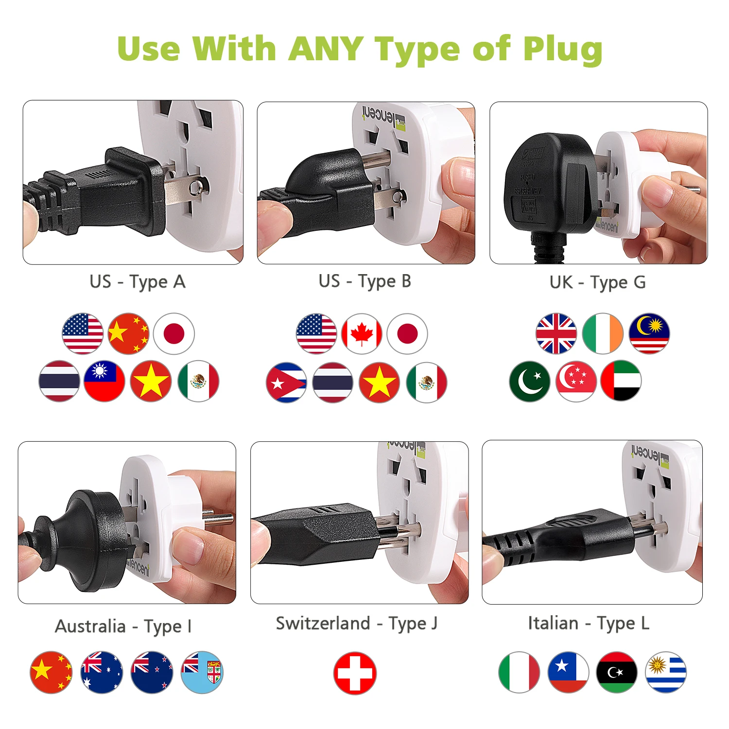 LENCENT 2 PCS World to AU Travel Adapter Overload Protection Convert World Plug to AU Grounded Plug Wall Socket for Travel/Home