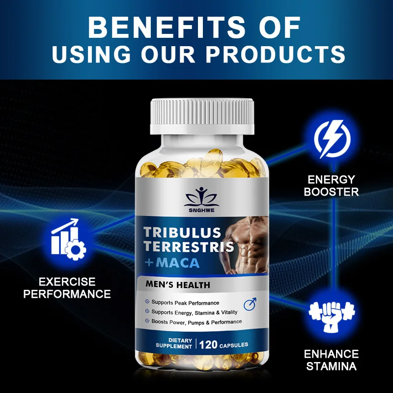 Premium Tribulus Terrestris Capsules-9600 mg per serving-Combines Ashwagandha, Ginseng&Maca-Boosts energy,mood,stamina&immunity