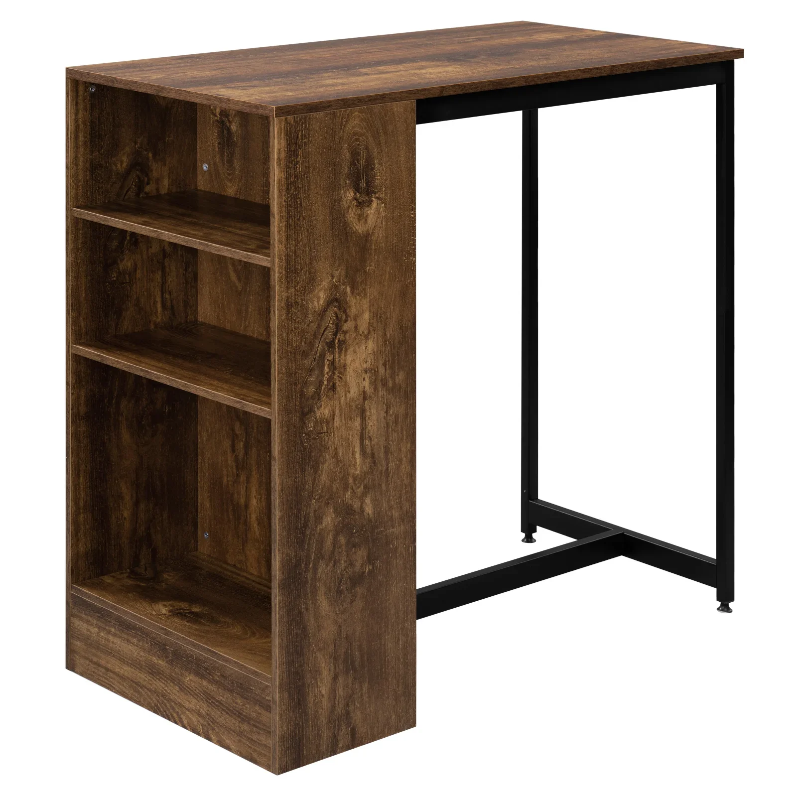 Table de BCURavec 3 Étagères, Table de Comptoir de Bar, Console Haute, Table Debout pour Thé, Café, Cocktail, Cuisine, ixà la Maison, 91x49x91cm