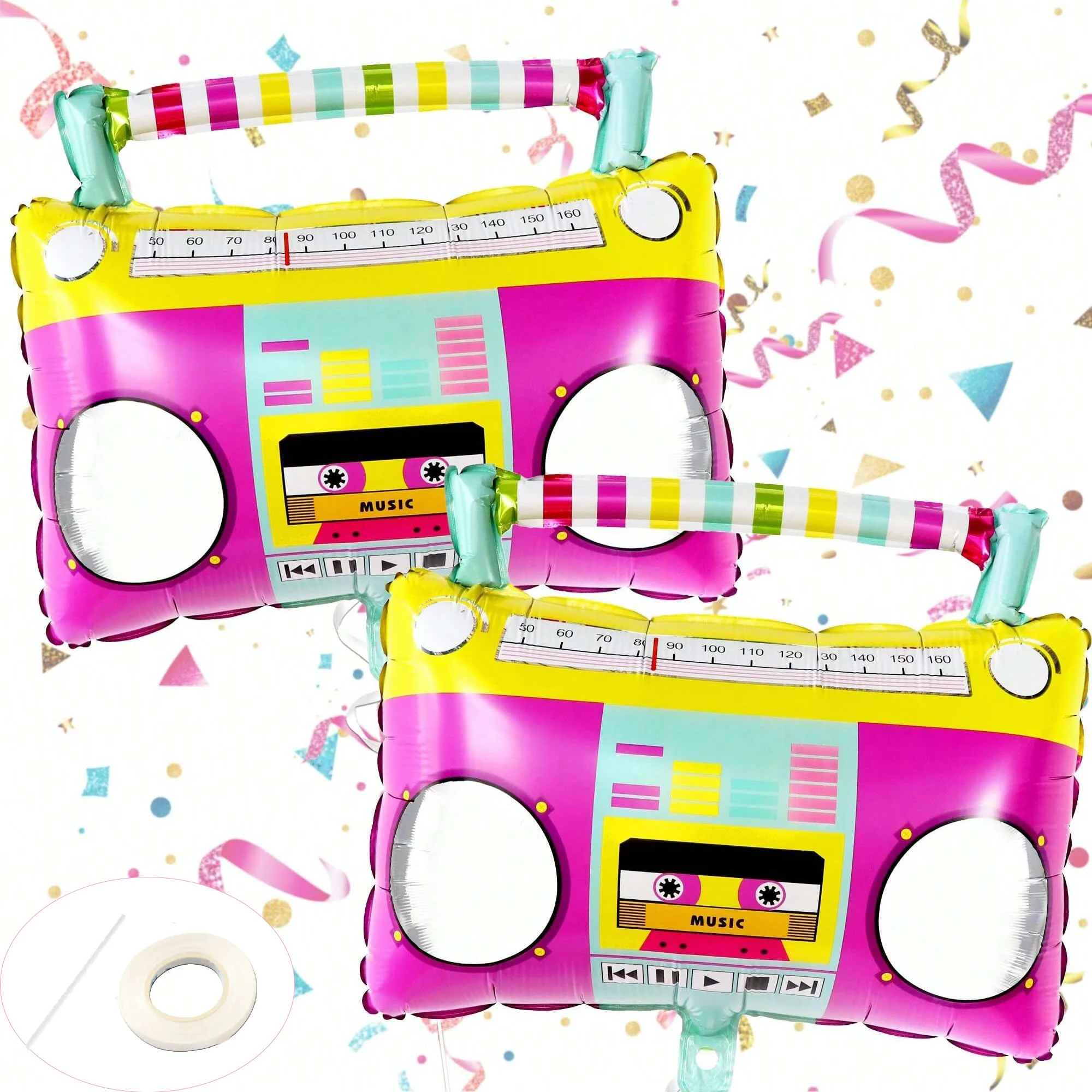 2 Stück 22 Zoll Boombox Ballon Set Disco Junggesellenabschied Bachelorette Party Jahrestag Geburtstag Rollschuhlaufen Party Dekorationen
