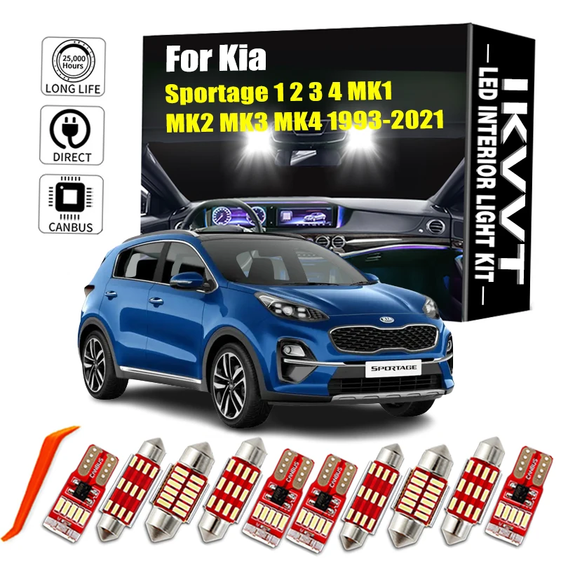 IKVVT Canbus Indoor Lamp For Kia Sportage 1 2 3 4 MK1 MK2 MK3 MK4 1993-2017 2018 2019 2020 2021 Car Bulbs LED Interior Light Kit