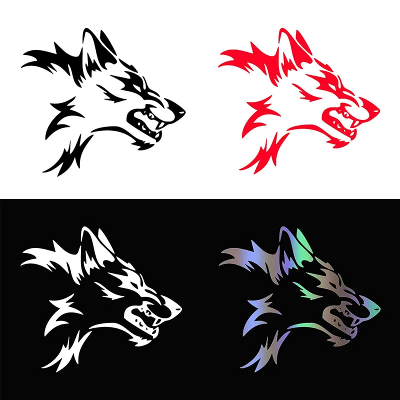 

1PC S/M Wolf Head Beast Personality Car Stickers Car'S Reflective Stickers Bumper Decoration Motorcycle Waterproof Window Glass