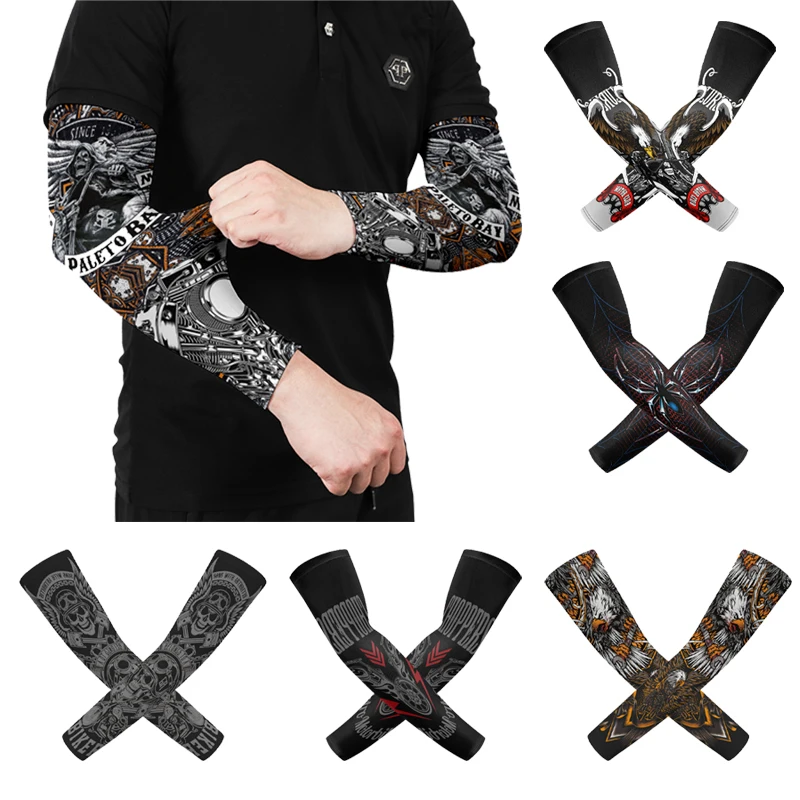 

1Pair Ice Silk Arm Sleeves Men Summer UV Protection Breathable Elastic Arm Cover Motorcycle Riding Fishing Cooling Arm Protector