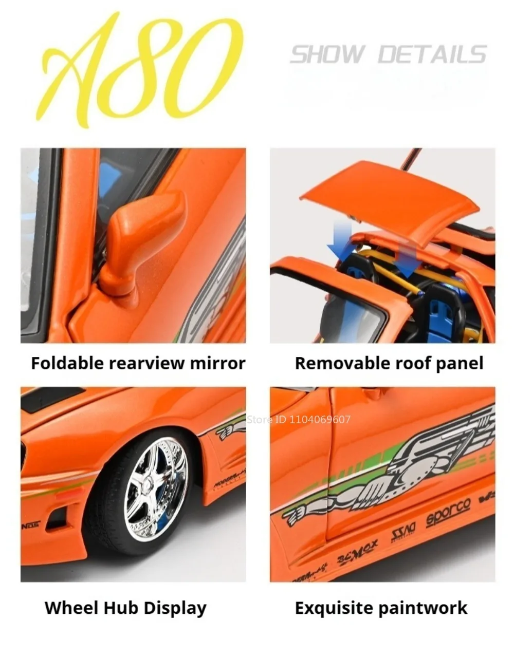 1:24 Scale Supra A80 911 GT3RS Supercar Model Toy Alloy Diecast Shock Absorption Doors Opened Sound Light Collection Sports Cars