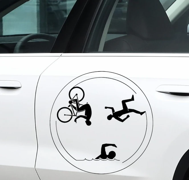 

Car Stickers Creative Stickers Triathlon Swimming Running Bicycle Car Decoration Waterproof Sunscreen PVC 15*15cm