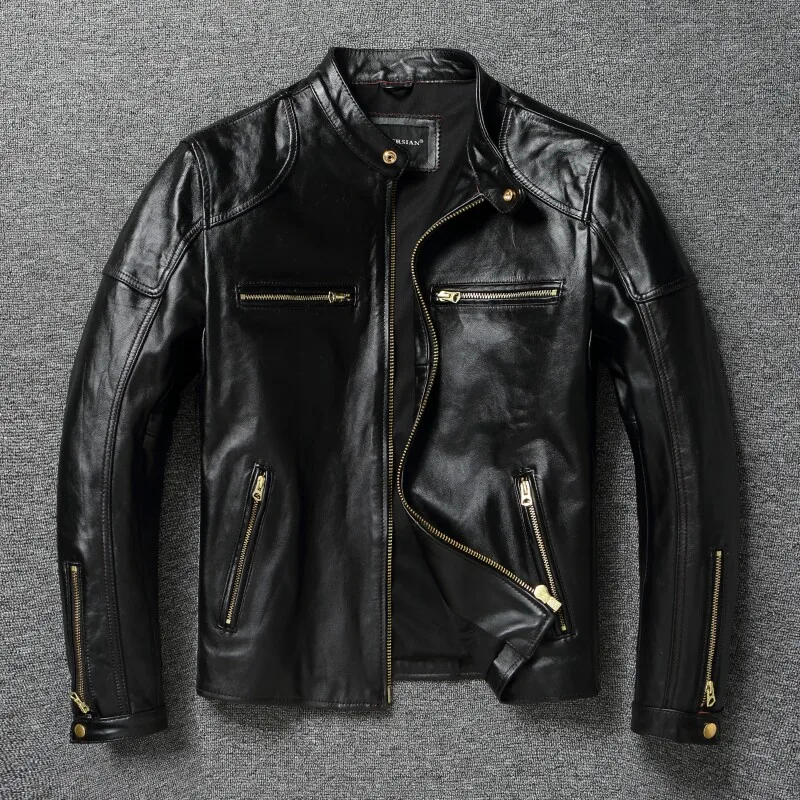 Wholesales.2026 Brand New Single Rider Real Leather Jacket.Men Tea Core Horsehide Coat.Vintage Style Plus Wear