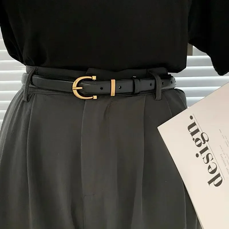 PU Leather Belt Women's Fashion Casual Trend Luxury Designer Jeans Accessories Goth Retro Simple Pin Buckle Girdle Youth Corset