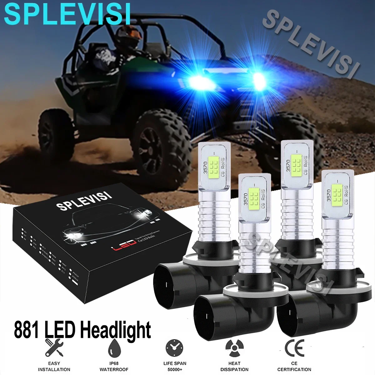 

4x140W 8000K Ice Blue LED Headlight Bulbs Upgraded Kit For ARCTIC CAT 1000 2010 2012 2013 2014 2015