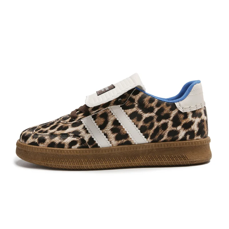 Moda Leopard buty na deskorolkę dla kobiet wygodne płaskie damskie tenisówki niskie skórzane damskie buty wulkanizowane tenis de mujer