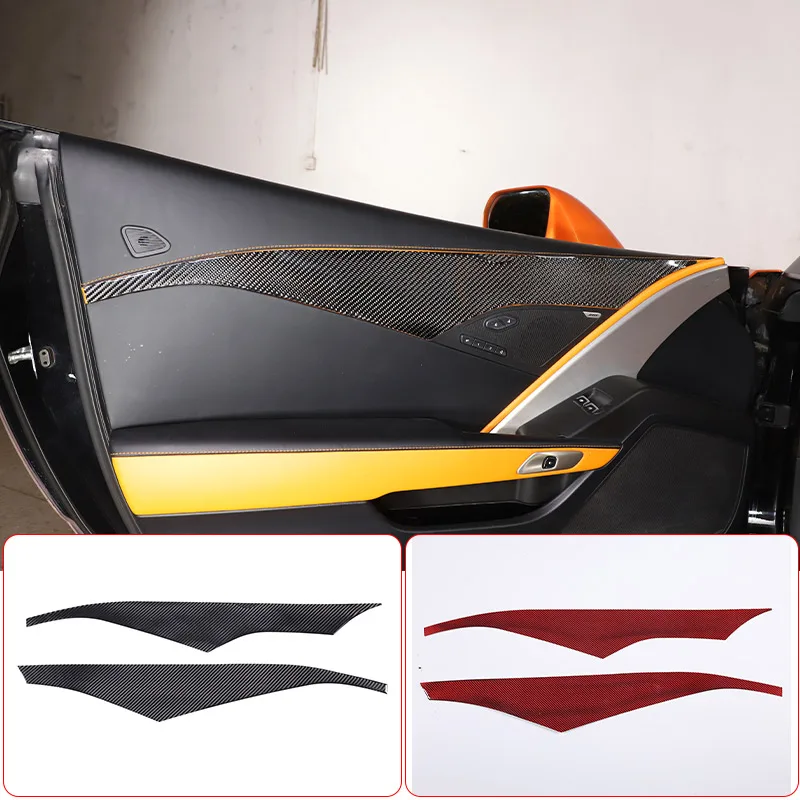 

For Chevrolet Corvette C7 2014-2019 Soft Carbon Fiber Door Inner Door Upper Panel Decorative Strip Sticker Car Accessories