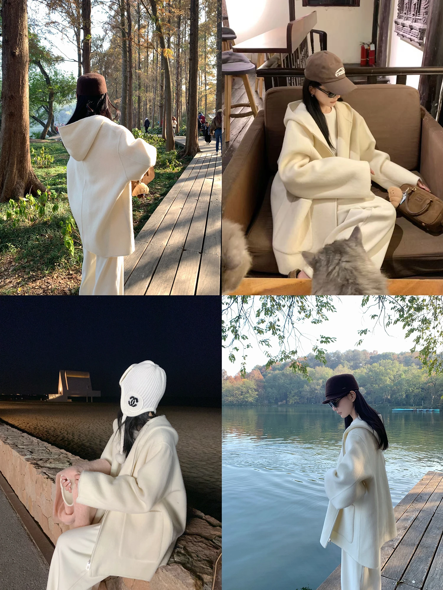 

Повседневное двустороннее шерстяное пальто с капюшоном на молнии Leisurely Long Sve Thiened Женская верхняя одежда средней длины для ежедневного использования