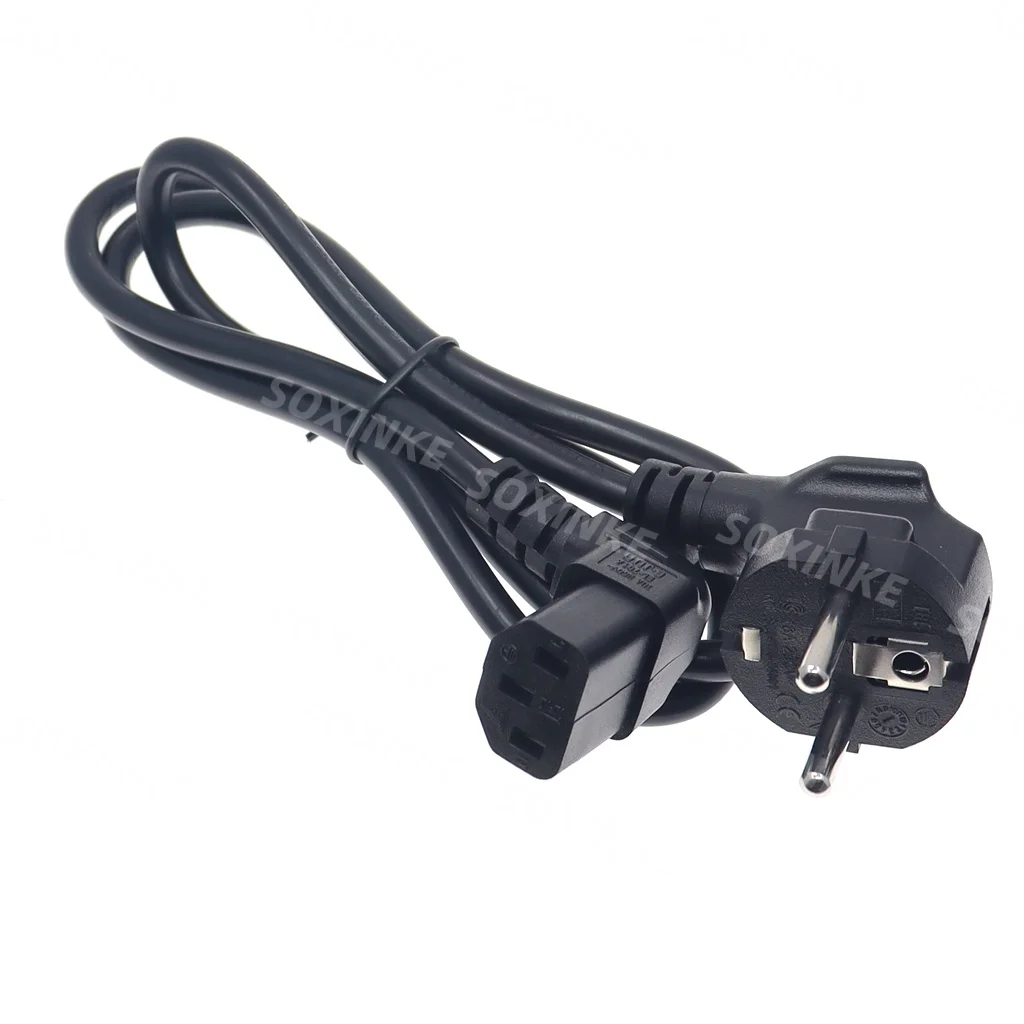 Angled C13 Computer EU Power Cable European Type F Adapter Plug to IEC C13 Extension Cord For Monitor PDU Antminer Printer 1m