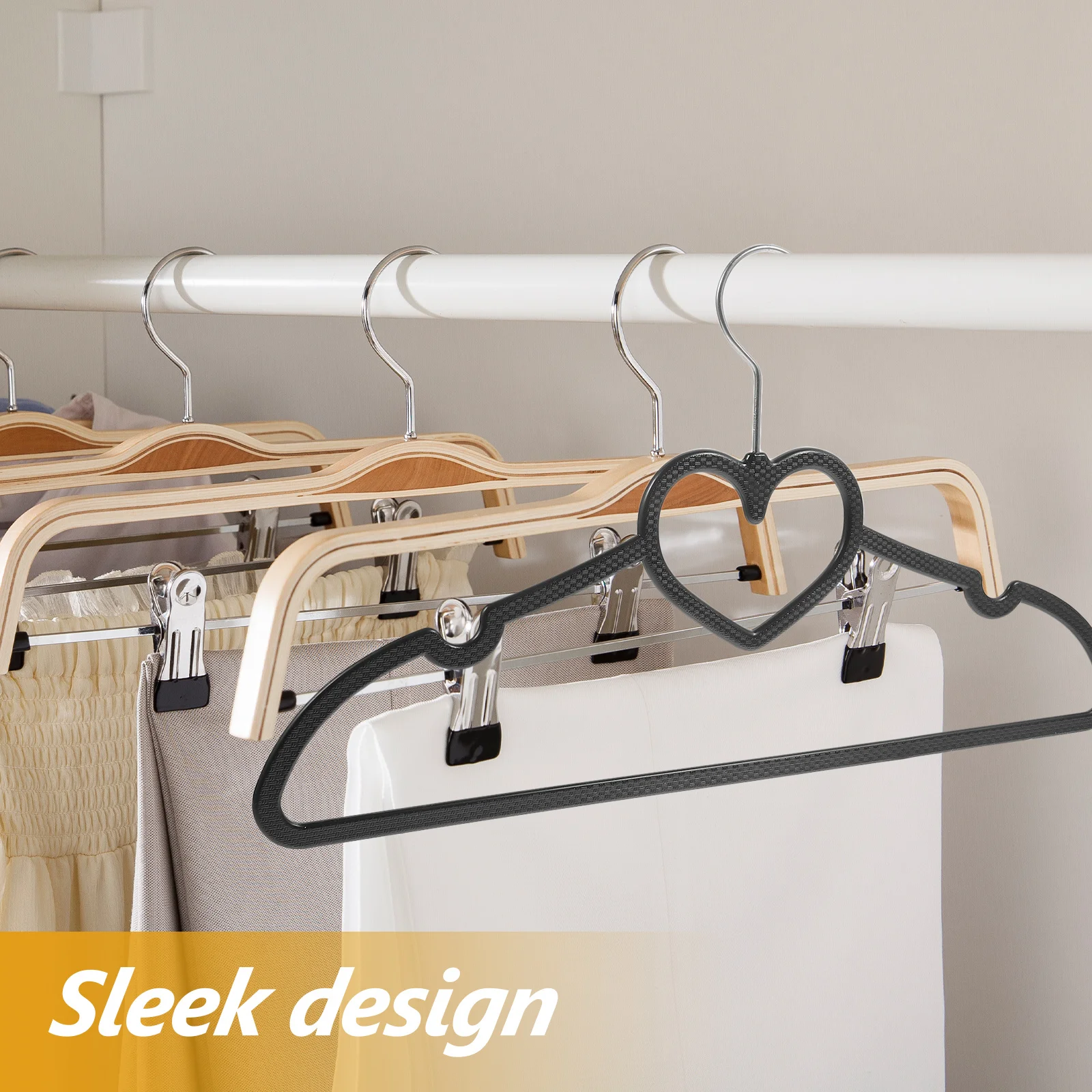 

10Pcs Non Slip Clothes Hangers Heart Shaped Space Saving Closet Hanger Sweater Coat Organizer Hangers Suit Hanger
