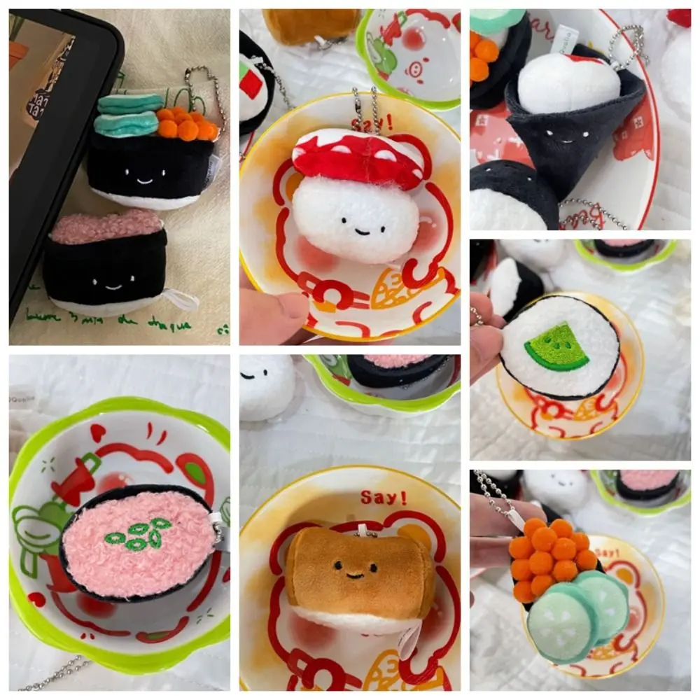 Porte-clés en peluche d'anguille roulée à la main, pendentif de sac à dos, jouet de beurre, poulpe, sushi, concombre, expression mignonne