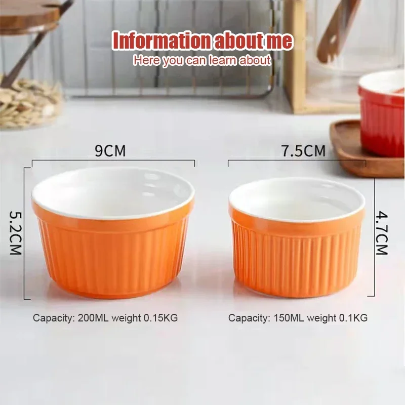 Ceramic Shufulei Baking Bowl High Temperature Resistant Dessert Pudding Bowl 3.5 Inch Baby Steamed Egg Bowl Household Oven