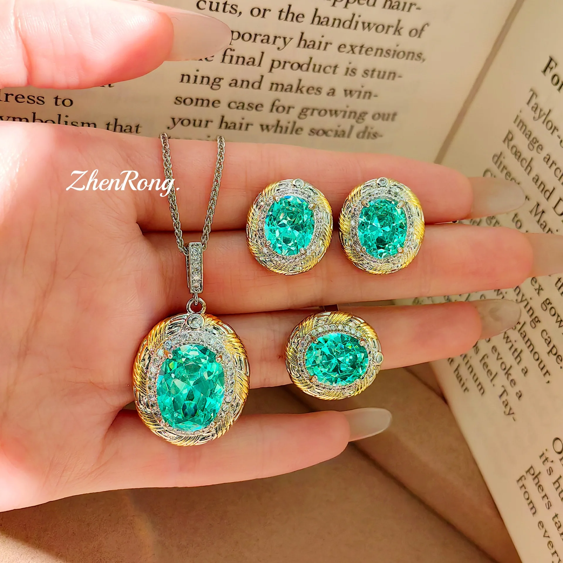 S925 sterling silver stud earrings, rings, necklaces, fashion jewelry sets, women's