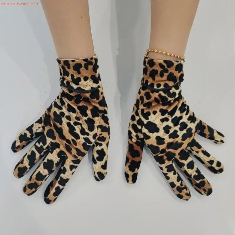 قفازات F92D متينة بنمط الفهد، نسيج ناعم الملمس للرجال والنساء والمراهقين