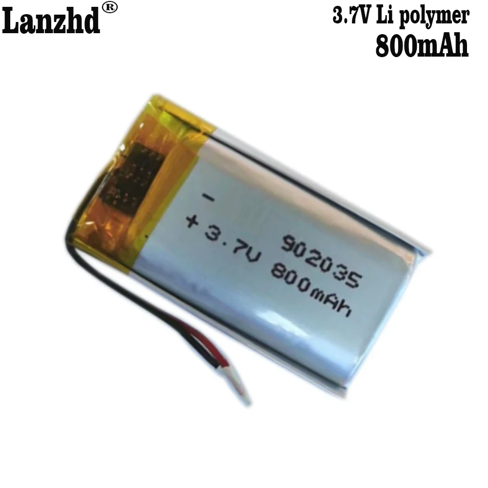 リチウムポリマー充電式電池,902035, 3.7v,800mah,mp3用セル交換,DIYパッド,DVD,電子書籍,Bluetoothヘッドセット,1〜12個