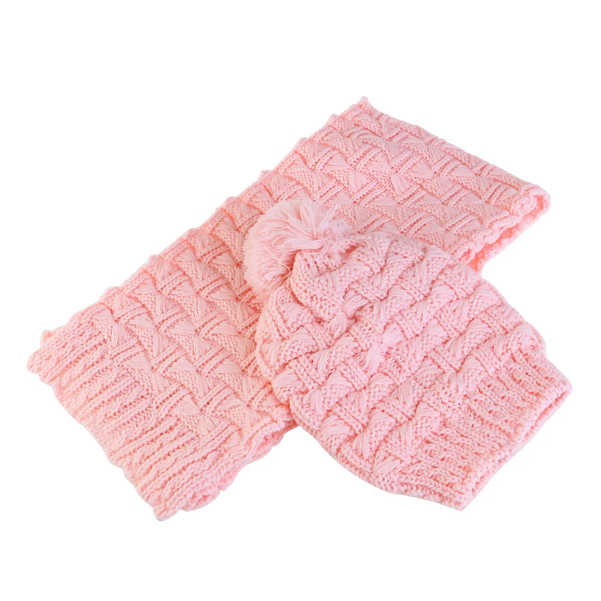 

Thickened Warm Set For Women Girls Light Pink Cozy Knitting Yarn Soft Comfortable Fit All Styles Charming Lookwomen Winter Scarf