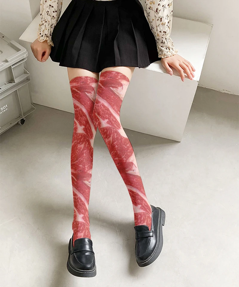 Newly designed ladies thigh stockings funny pork belly pattern novelty stockings fashion sexy over-the-knee stockings cosplay