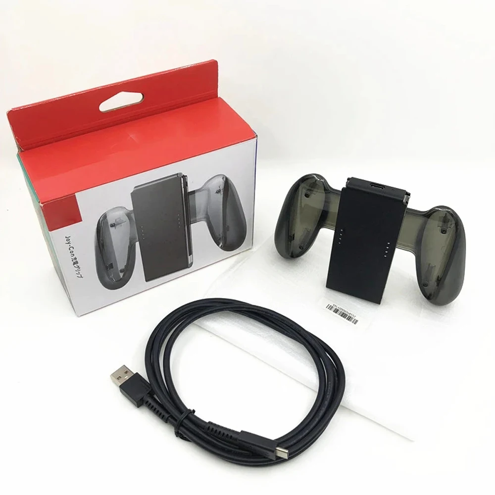 ที่ชาร์จมือจับแบบยึดสวิตช์สำหรับ NS ของแท้ใหม่ที่ชาร์จสำหรับตัวควบคุม Joy-CON พร้อมสาย USB สีดำใส