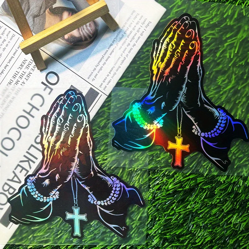 

Apply for Motorcycle Car Body Laser Praying Hands Sticker Waterproof Easy