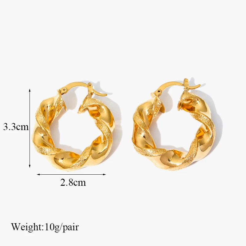 GANEMLY 316L Stainless Steel Gold Color Geometric Hoop Earrings For Women Girl Fashion New Trendy Waterproof Jewelry Gift Party