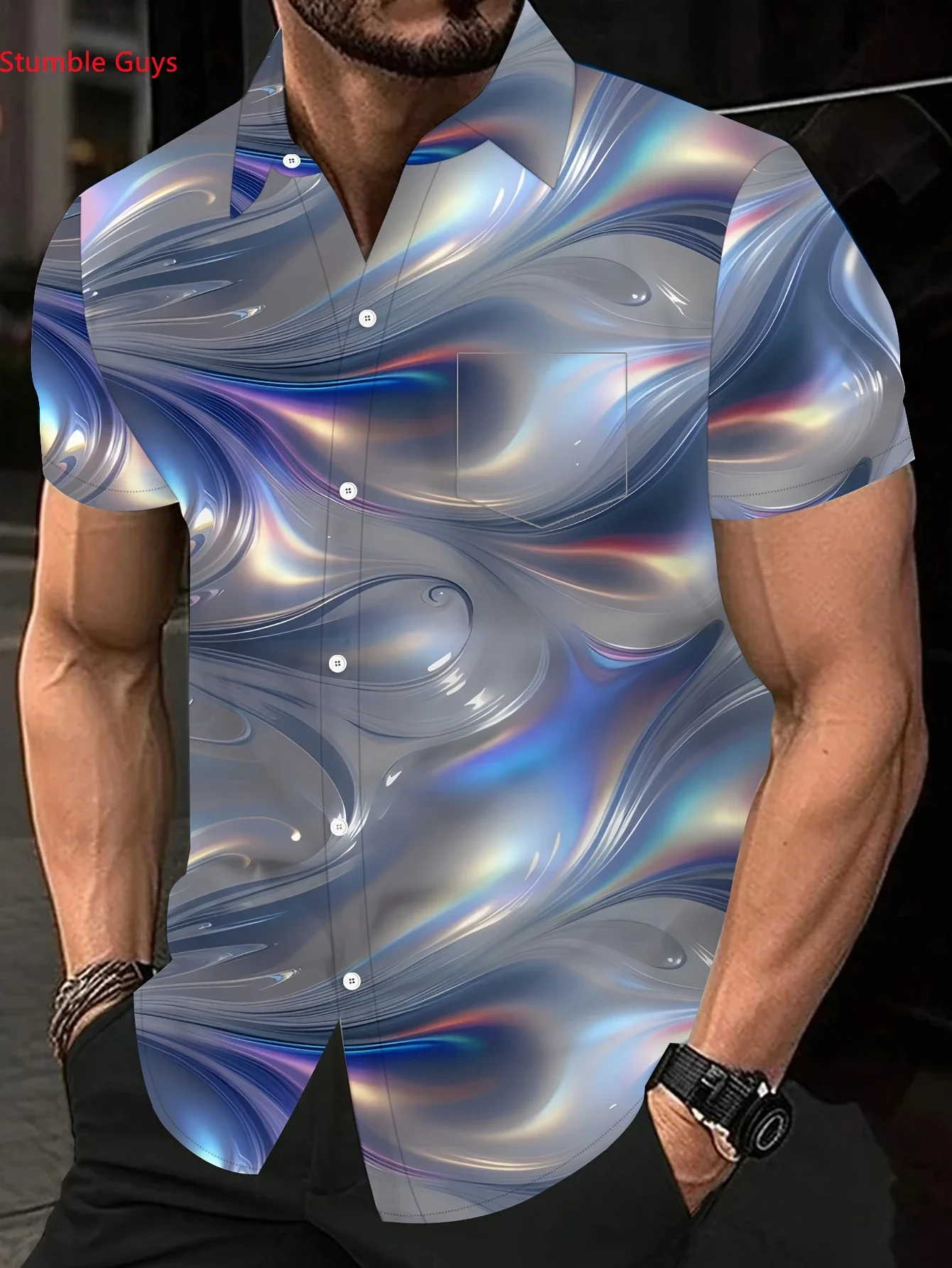 

Men's 2026 Summer Casual Hawaiian Shirt Man Women Short Sleeve Stylish Beach Party Print Vacation Wear