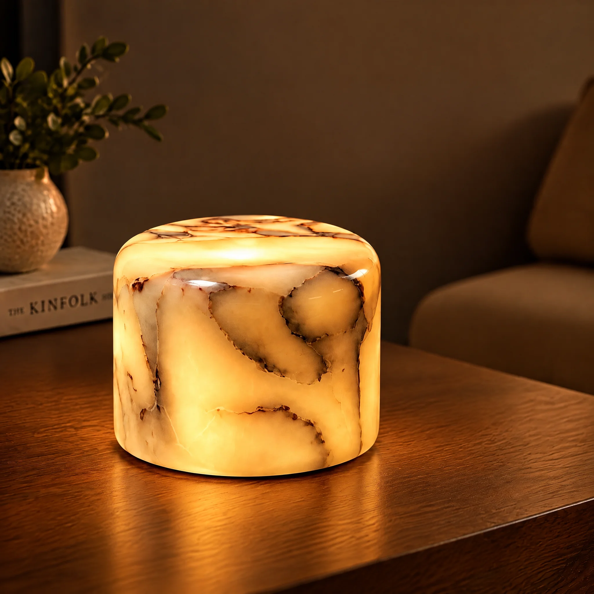 Luxury Natural Marble Touch TableLamp,3-Level Dimmable LED Nightlight,1200mAh Battery Operated AmbientLamp,Ideal Home Decor Gift