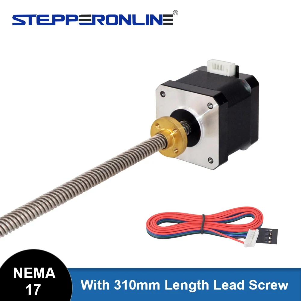 STEPPERONLINE Nema 17 silnik krokowy liniowy zewnętrzne 40mm stos 1,5a smyczy 8mm długość 310mm