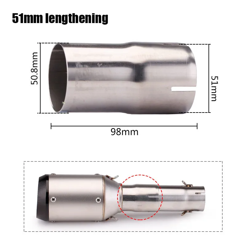 Universal Motorcycle Exhaust Muffler Adapter Escape 51mm to 60mm 60mm to 51mm 51mm lengthening Pipe image 3