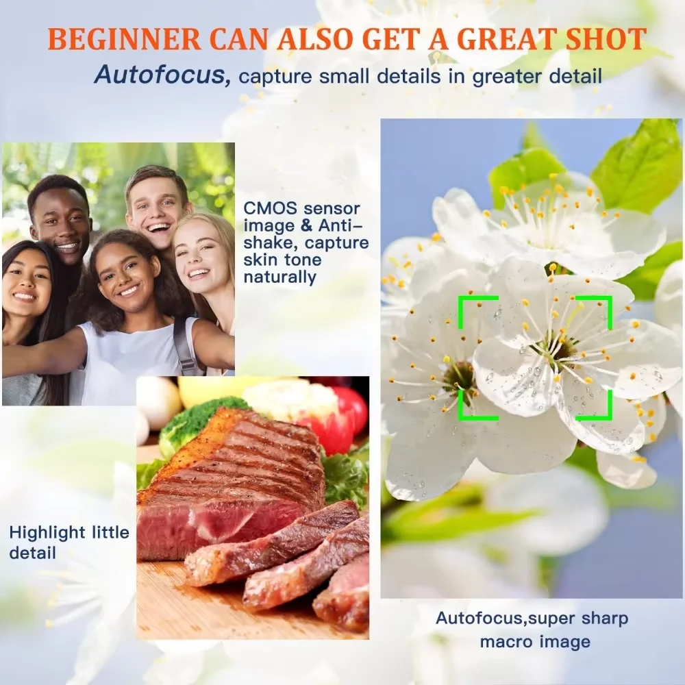 Fotocamera digitale 4K con messa a fuoco automatica Fotocamera per vlogging da 48 MP per YouTube e videocamera anti-shake Messa a fuoco automatica con mirino Flash e quadrante Spedizione gratuita