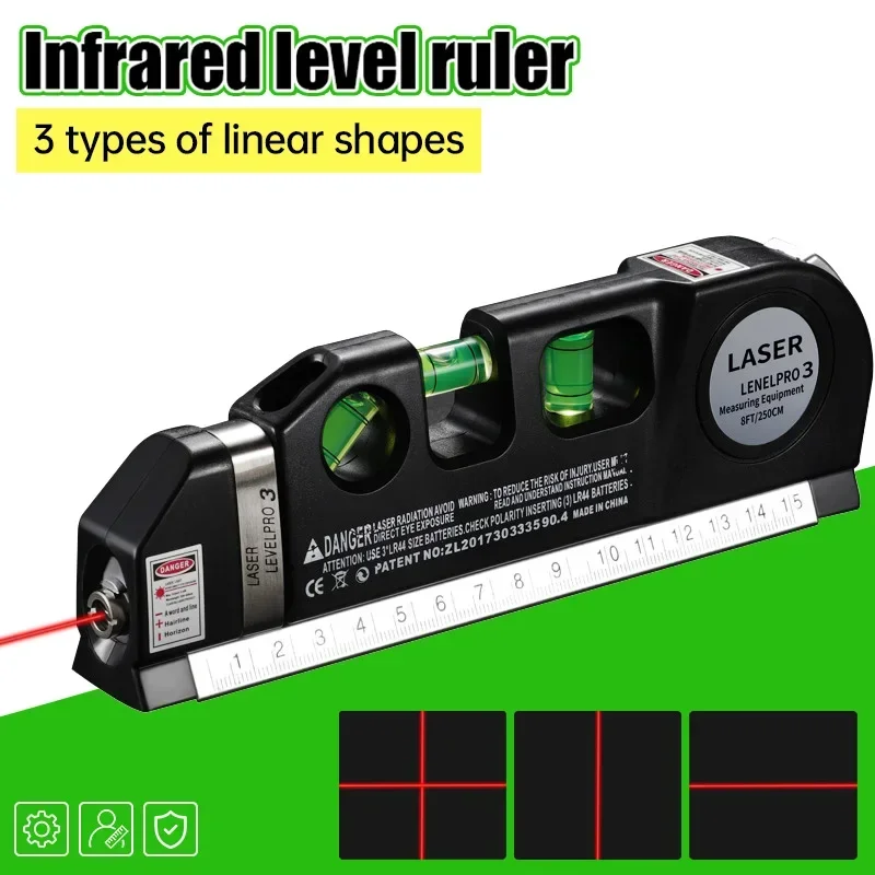Ninth World 8FT/2.5m Laser Level Horizon Vertical Measure Aligner Standard And Metric Ruler Multipurpose Measure Level Laser