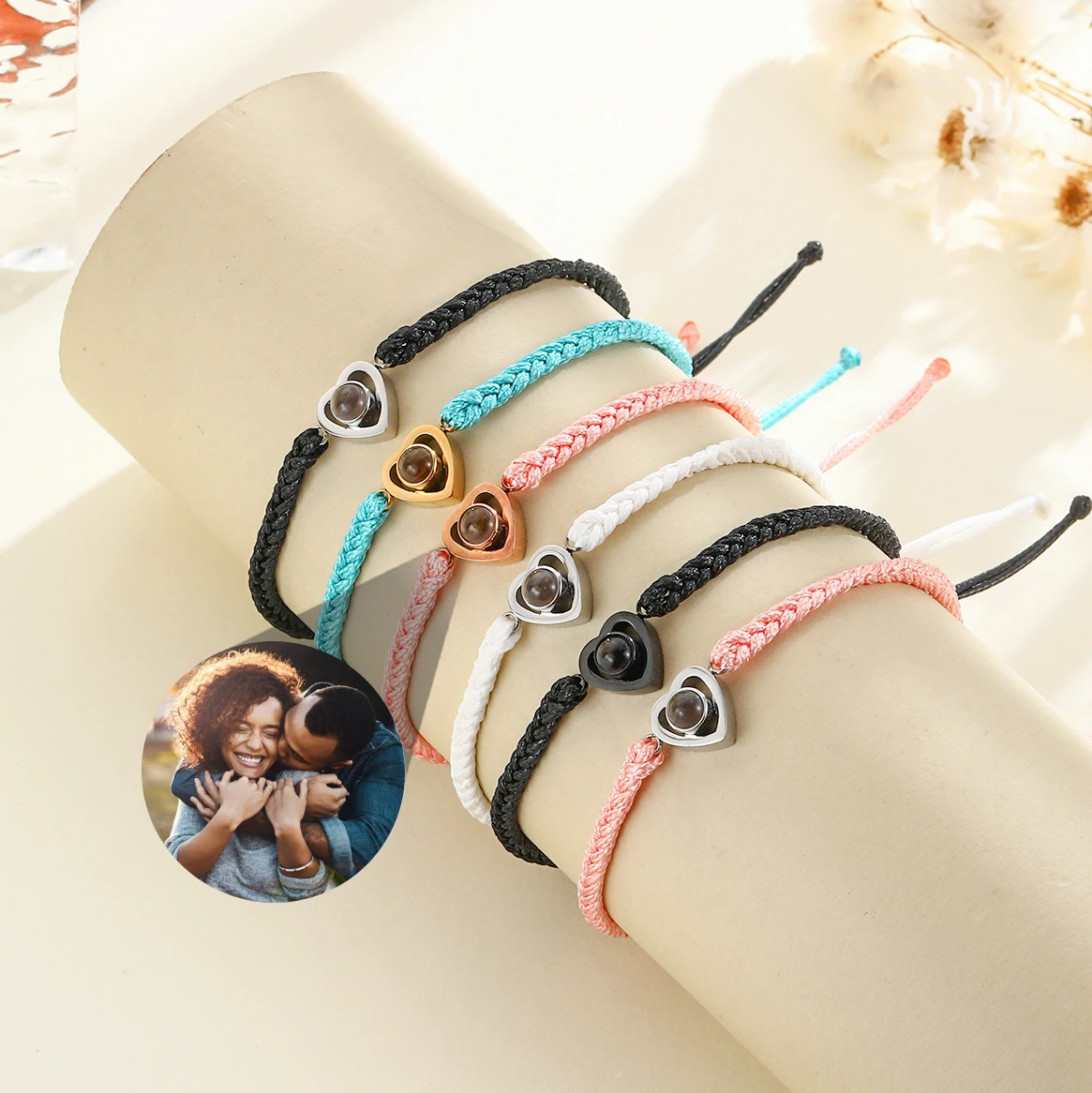 

Custom Photo Heart Bracelet For Women Love Projection Bracelet Personalized Picture Bracelet Memorial Valentine's Day Gift