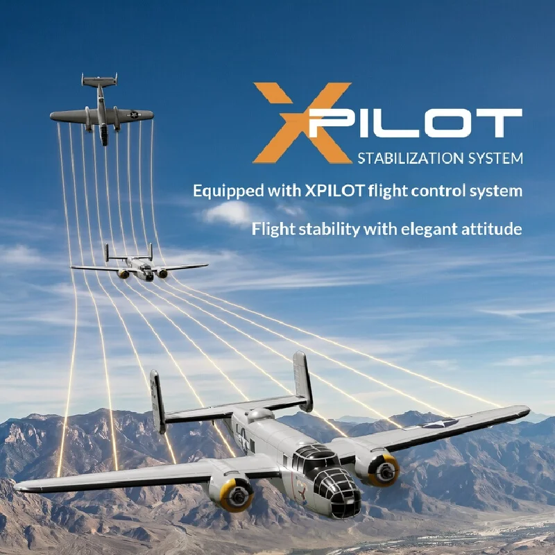 Volantex B25 Mitchell Bomber Remote Control Rc Fixed Wing 3 Channel Dual Motor Foam Airplane With Xpilot Stabilization System view 2
