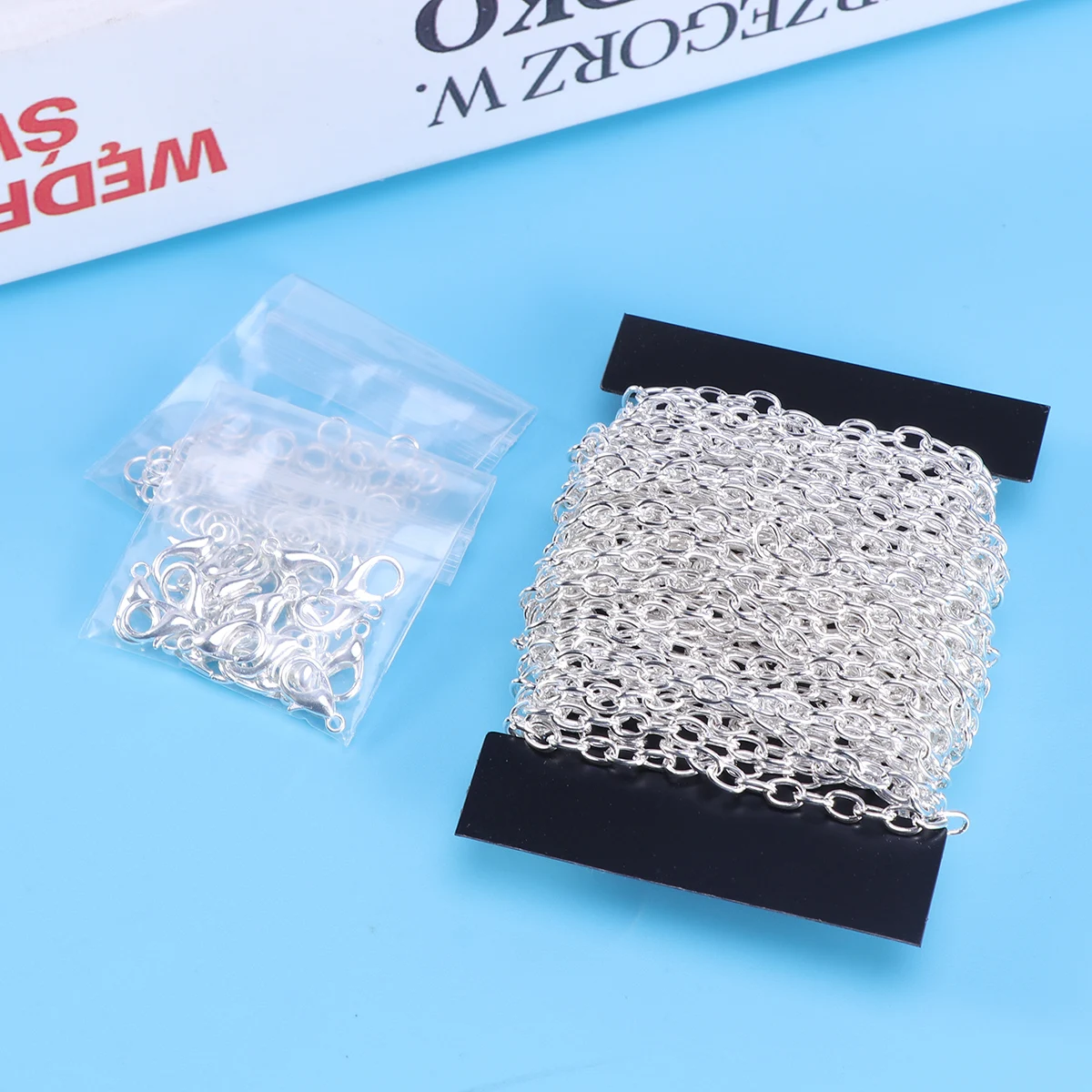 

121pcs Silver Plated Iron Cable Chain 4X6Mm Unwelded Cross Chain Lobster Clasps Jump Rings For Diy Jewelry Making Durable