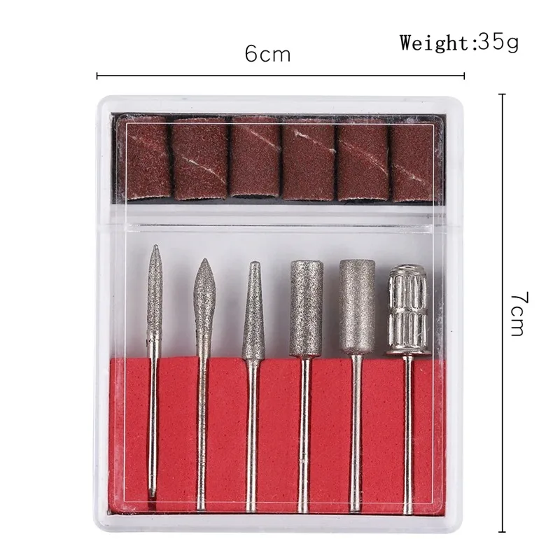 다이아몬드 회전 전기 네일 파일 큐티클 커터 네일 드릴 비트, 사포 페디큐어 매니큐어 청소 샌딩기 액세서리, 1 세트
