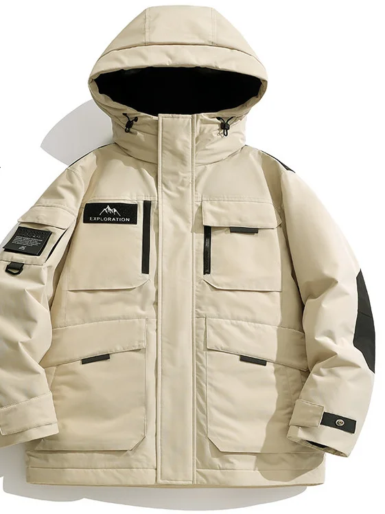 

Мужская зимняя повседневная удлиненная куртка с капюшоном, модная, для пар, из полиэфирного волокна, ветрозащитная, износостойкая, рабочая одежда